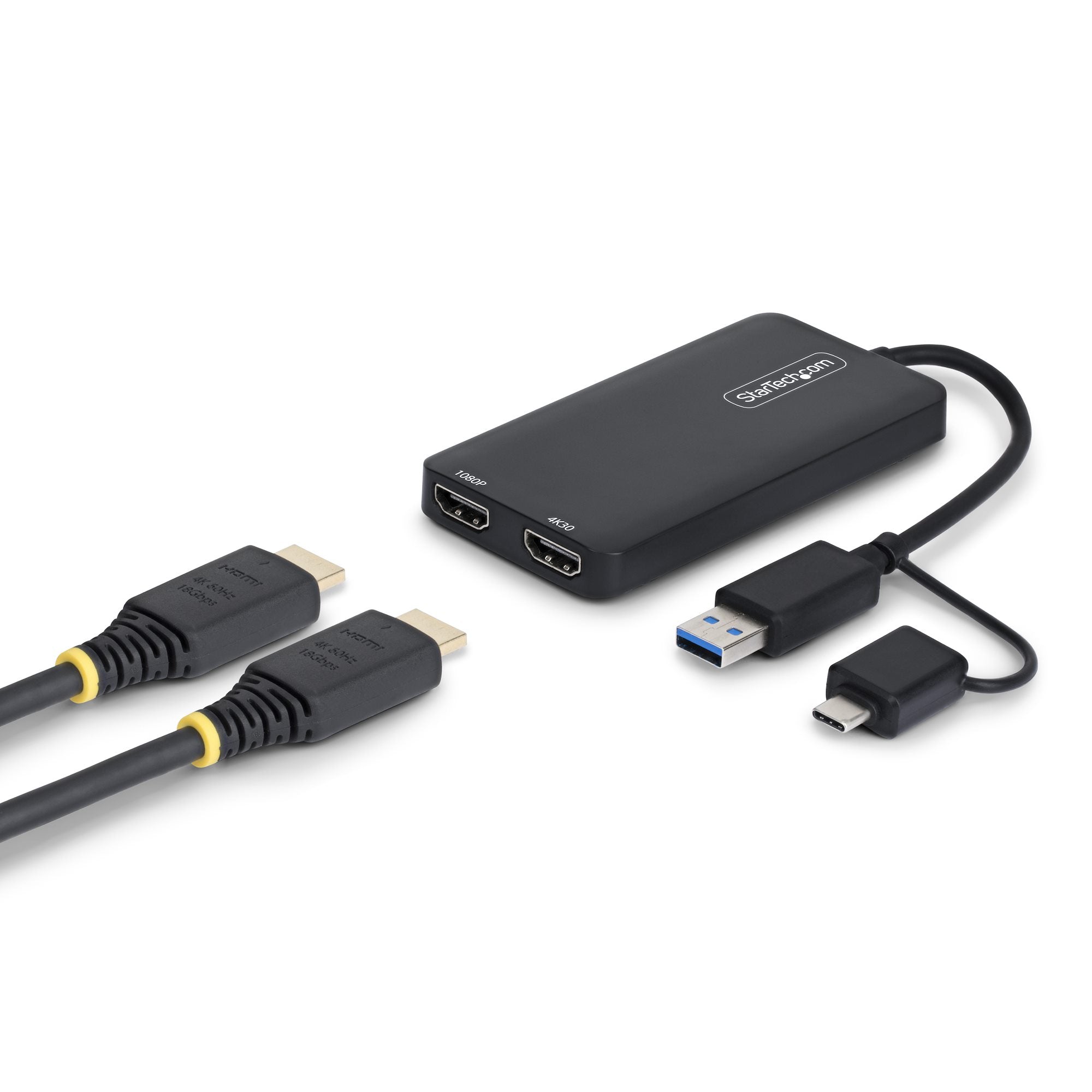 USB A USB C to Dual HDMI Adapter Win Mac