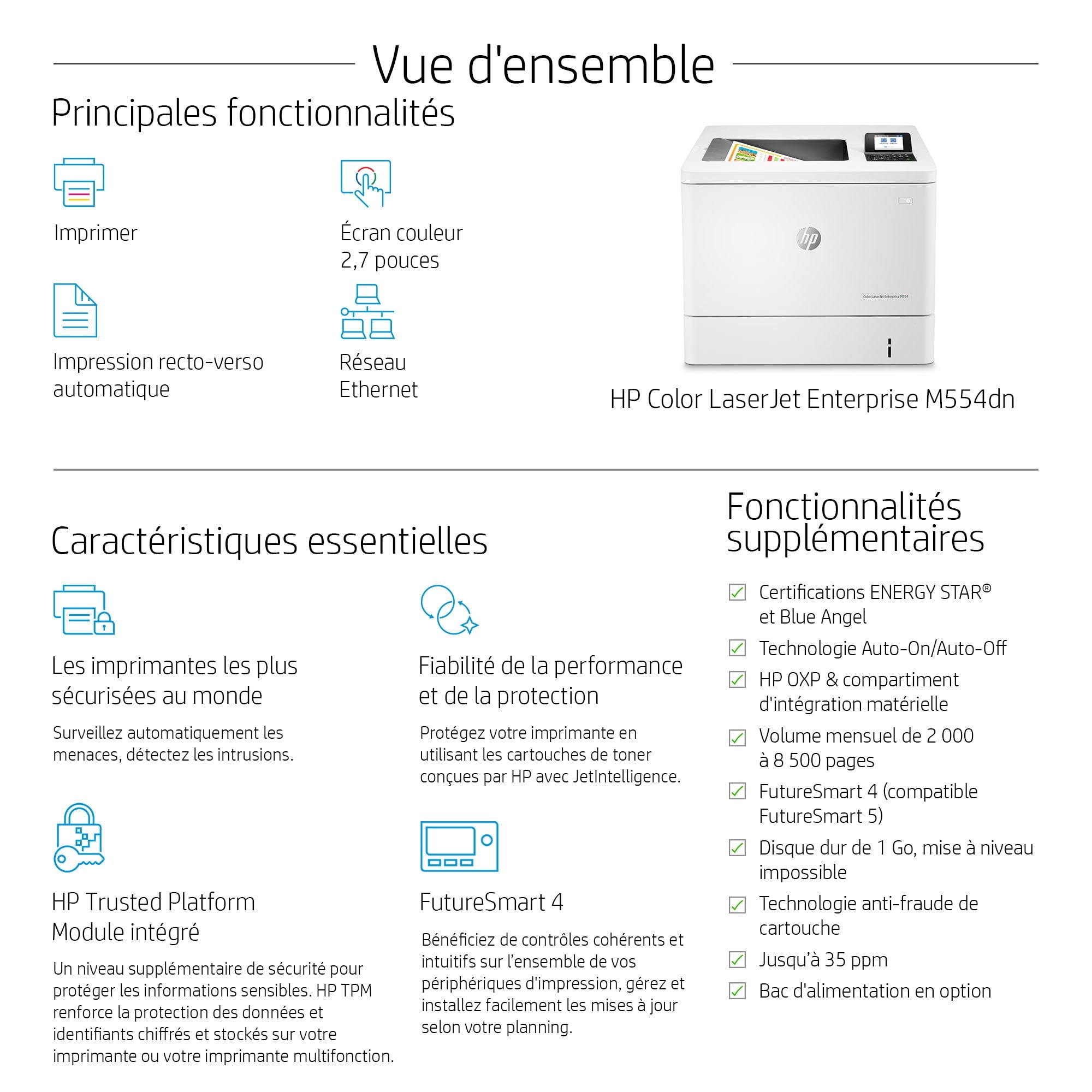 HP Color LaserJet Enterprise M554dn produit neuf emballage abimé A4 color laser USB 33ppm (P)