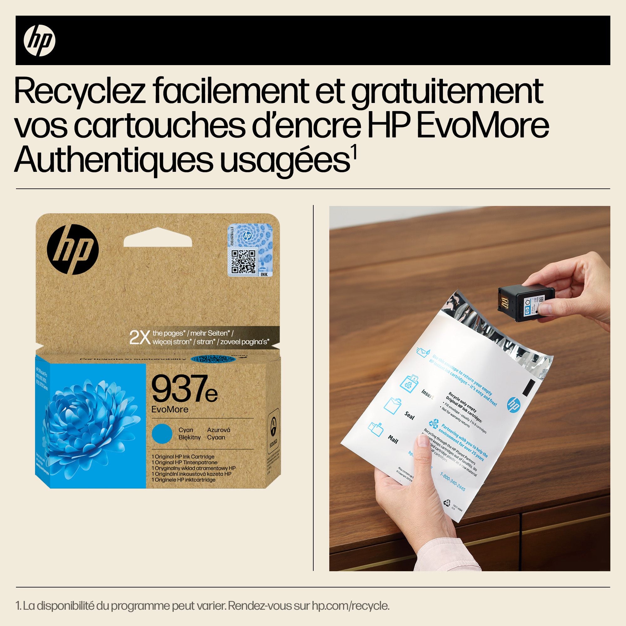 HP 937e EvoMore Cyan Original Ink Cartridge cartouche d'encre 1 piece(s) Rendement élevé (XL)