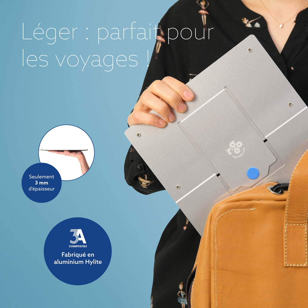 R-GO TOOLS Support pour PC portable Riser Flexible, argent