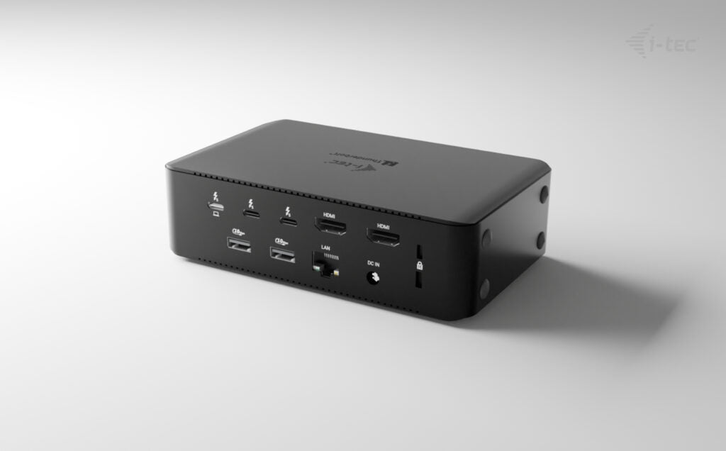 I-TEC Thunderbolt 5 Quattro Display DS 2xTB5 2xHDMI 1x2.5GLAN 1xAudio/Mic 1xUSB-C Gen2 4xUSB-A Gen2 SD+TF Cardreader PD 140W KL