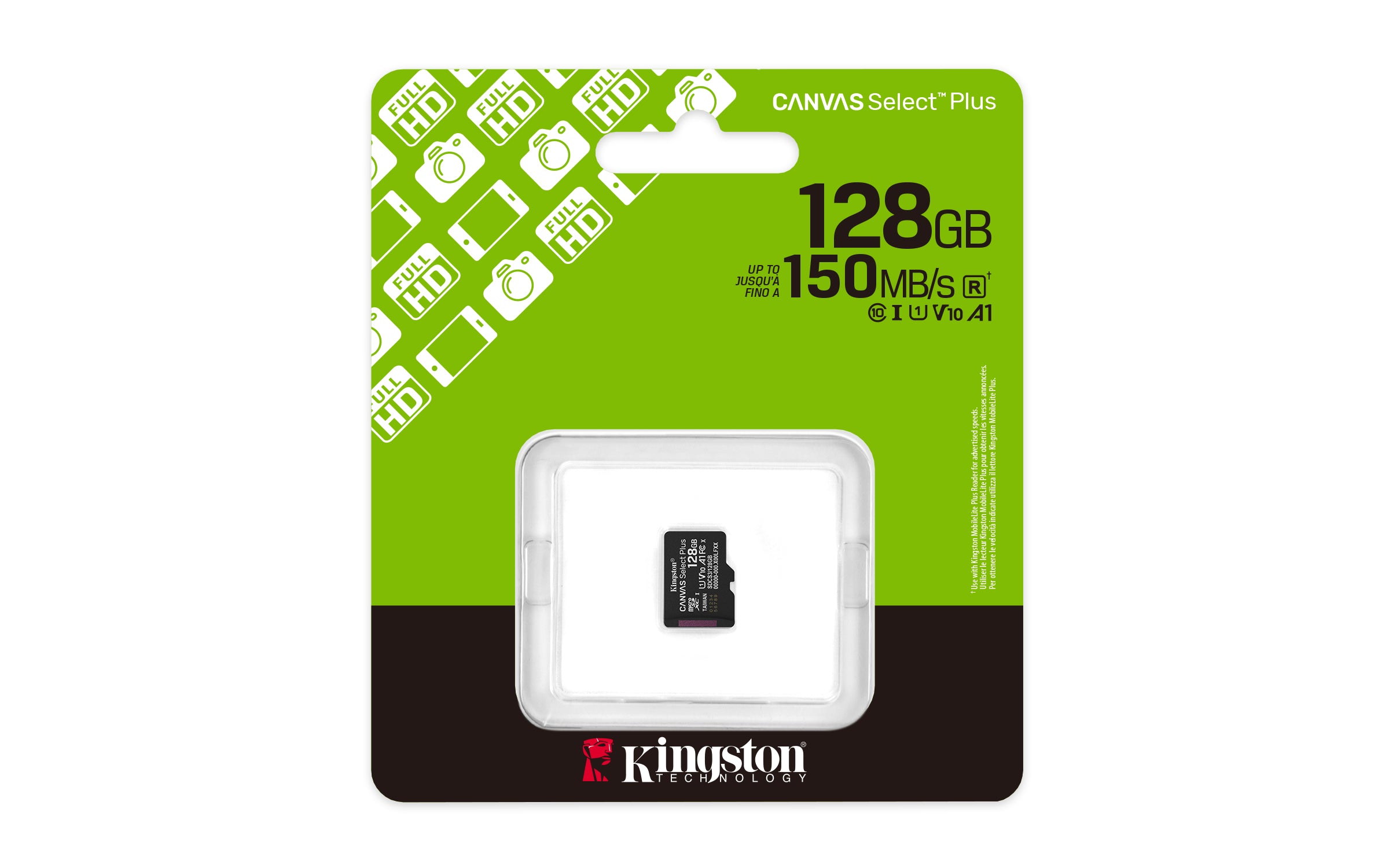 KINGSTON Canvas Select Plus Carte mémoire microSDXC 128Go Gen3 150R A1 Adaptateur SD Non Inclus