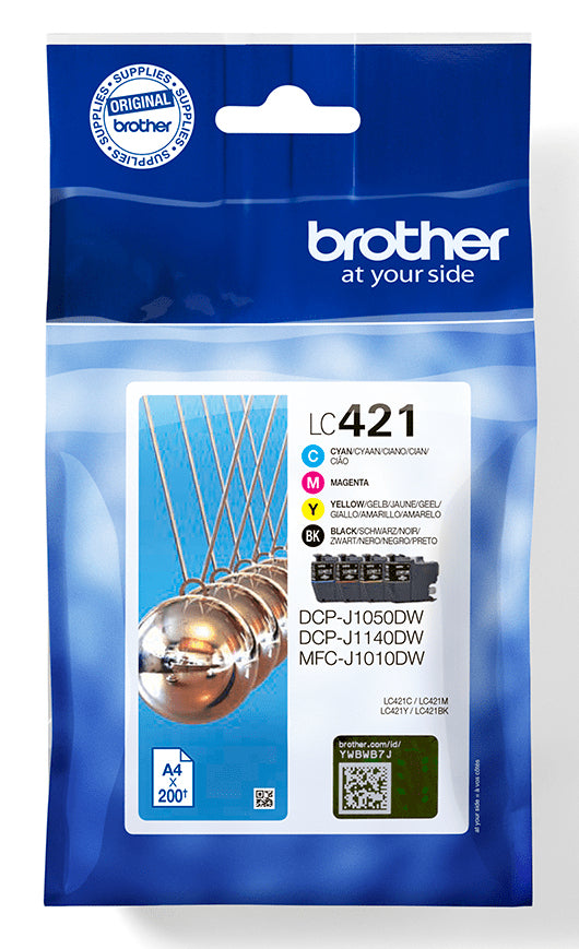 BROTHER 4-pack of Black Cyan Magenta and Yellow 200-page standard capacity ink cartridges for DCP-J1050DW MFC-J1010DW and DCP-J11