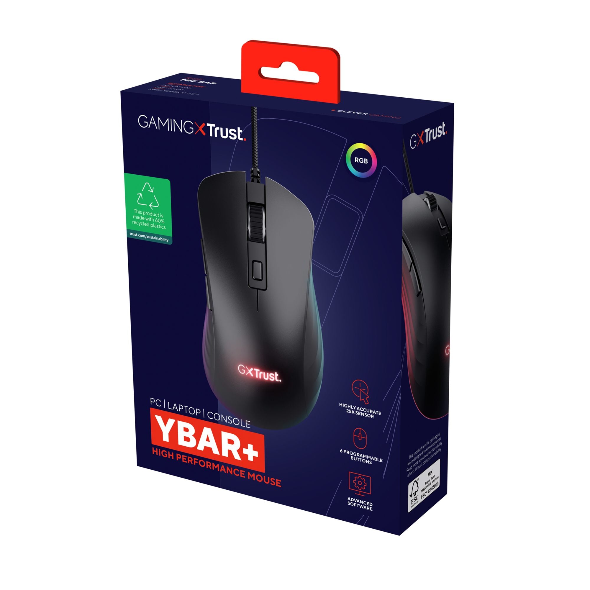 TRUST Souris gaming filaire YBAR+ noire