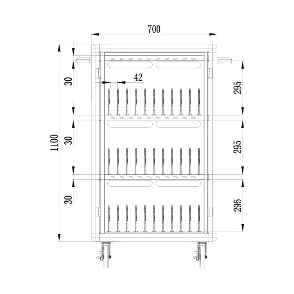 Techly I-CABINET-30DUTY Armoire de chargement pour 30 tablettes 30 ports USB 5V 30 prises AC