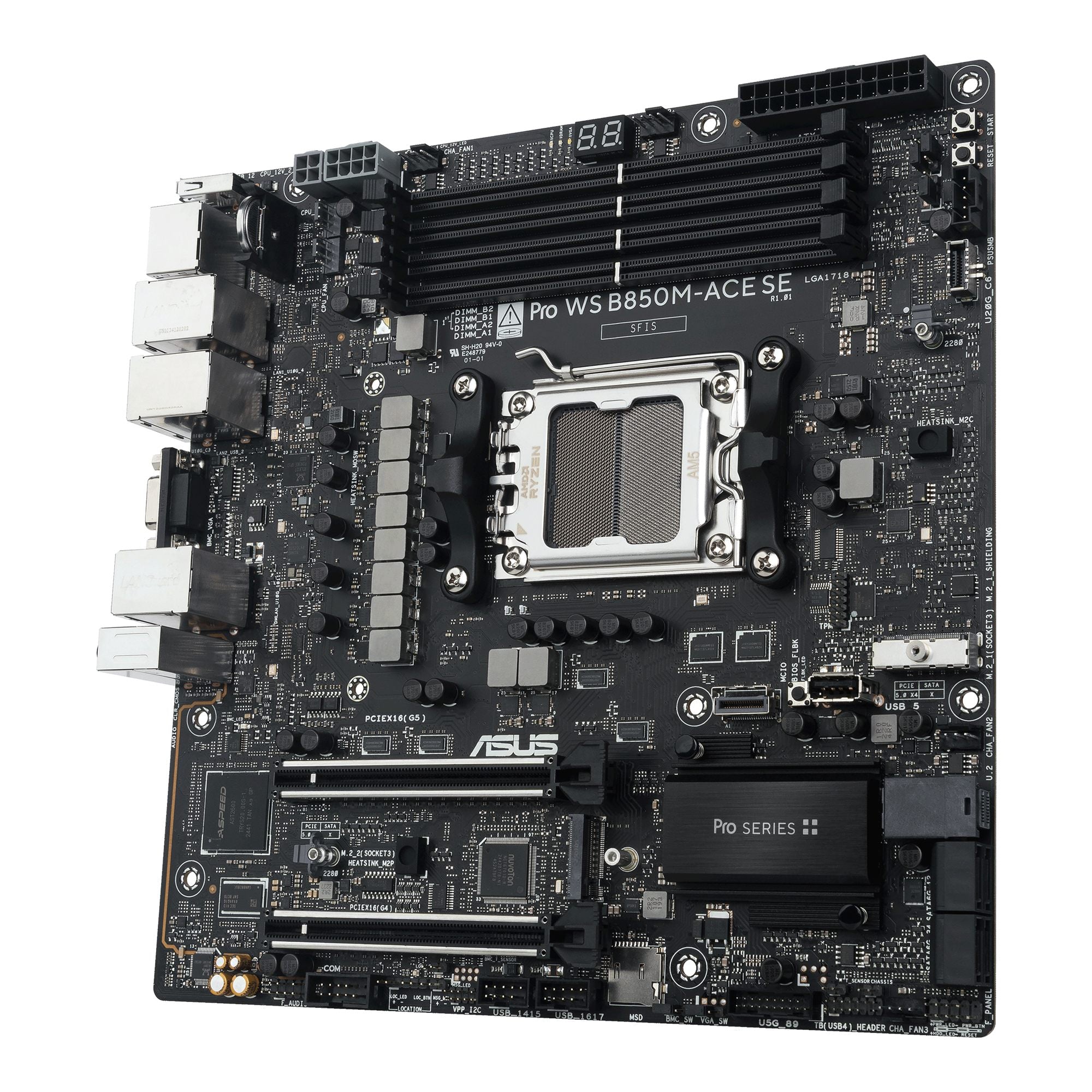 ASUS Pro WS B850M-ACE SE AM5 AMD Micro-ATX motherboard 4xDDR5 PCIe 5.0 2xM.2 1xHDMI 2xDisplayPort 1xVGA 4xSATA