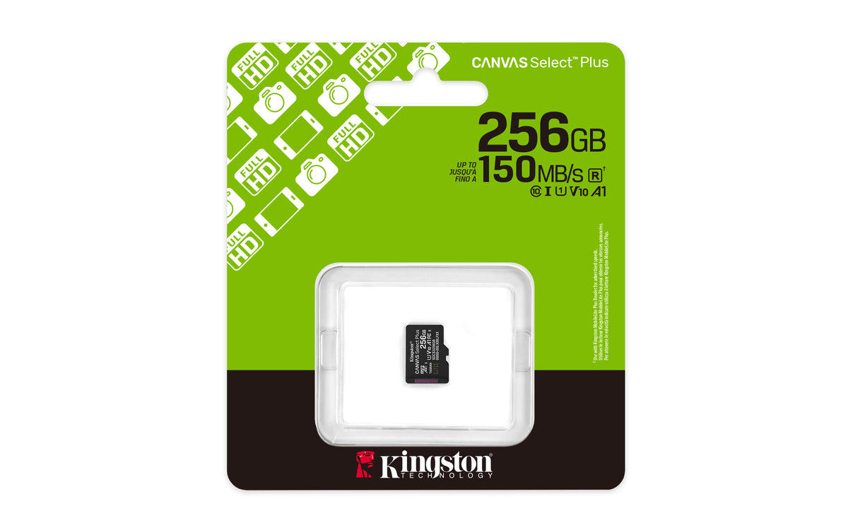 KINGSTON Canvas Select Plus Carte mémoire microSDXC 256Go Gen3 150R A1 Adaptateur SD Non Inclus