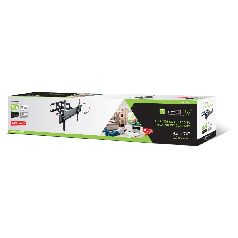 "Techly ICA-PLB 147XL Support mural pour TV 42-70"" LED/LCD 70kg pivotant inclinable"