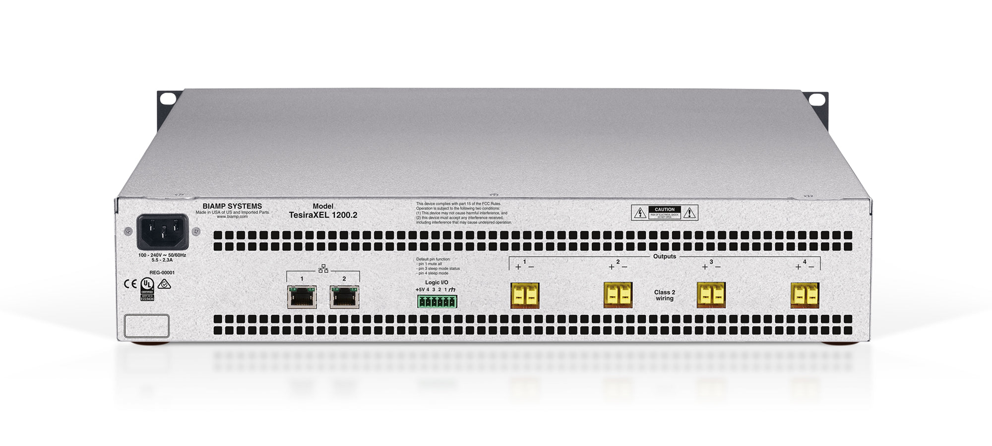 Biamp Tesira - 4-channel, 2400W asymmetric amplifier, dual power banks.