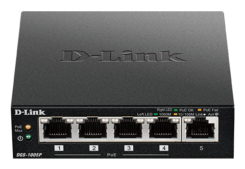 D-LINK 5 ports Gigabit dont 4 ports supportant le PoE - Budget PoE 60W