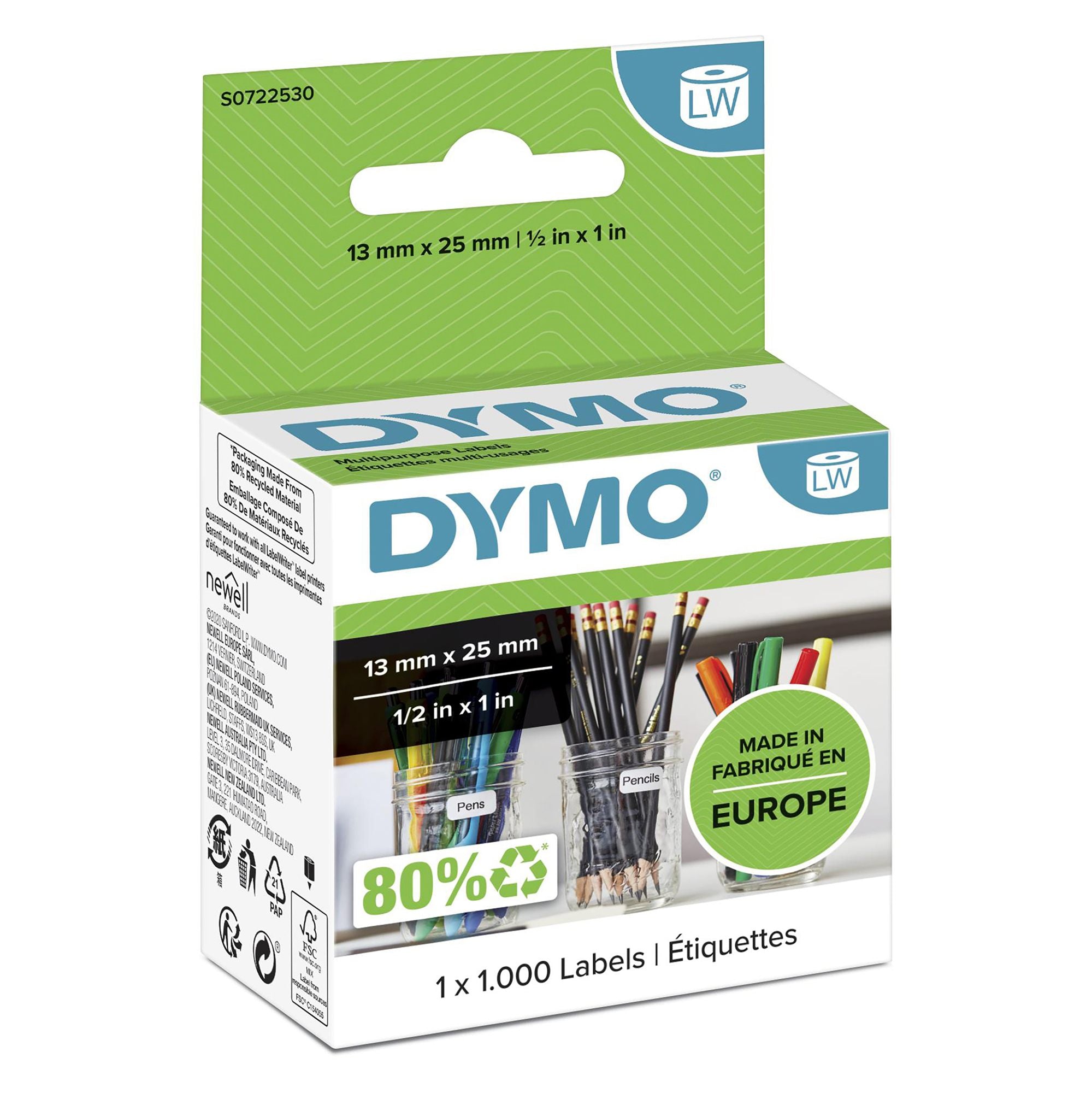 Rouleau dymo 1000 etiquettes 24x12 mm pour labelwriter