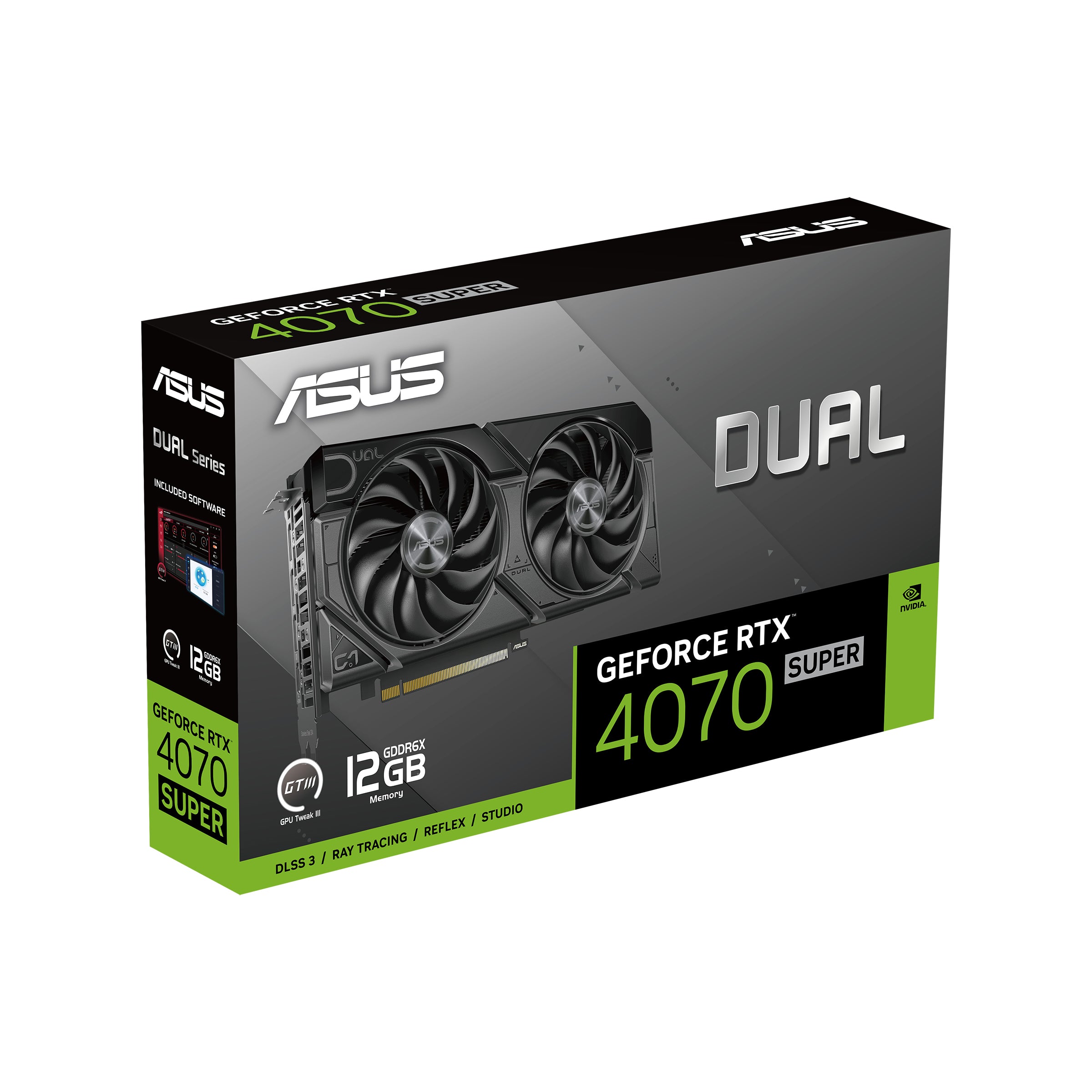 ASUS Dual GeForce RTX 4070 SUPER EVO 12Go GDDR6X PCIe 4.0 12Go GDDR6X DLSS 3 HDMI 2.1a DisplayPort 1.4a