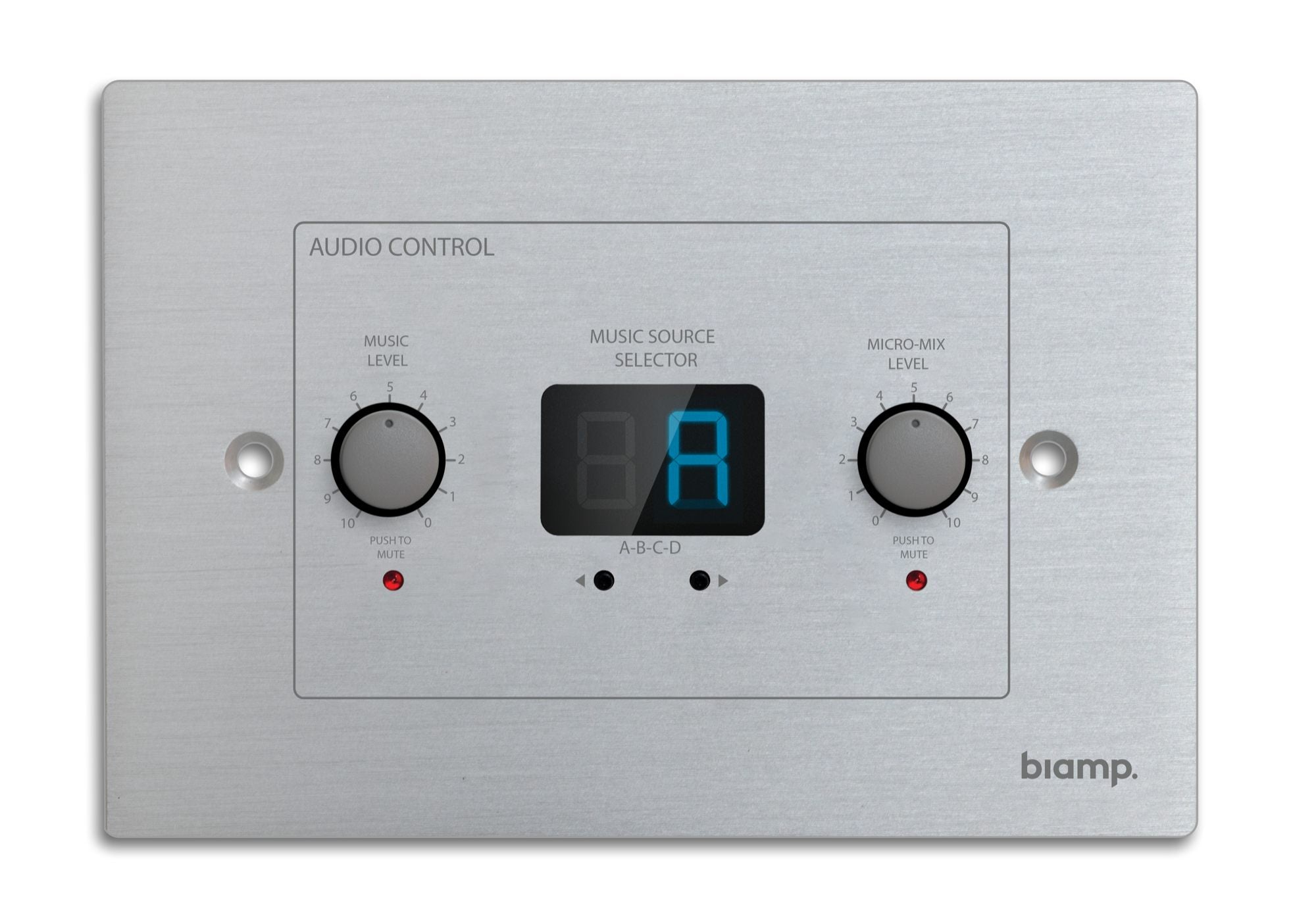 Biamp Digital wall control panel for use with ZONE4 for music volume adjustment, MIC volume adjustment and source selection