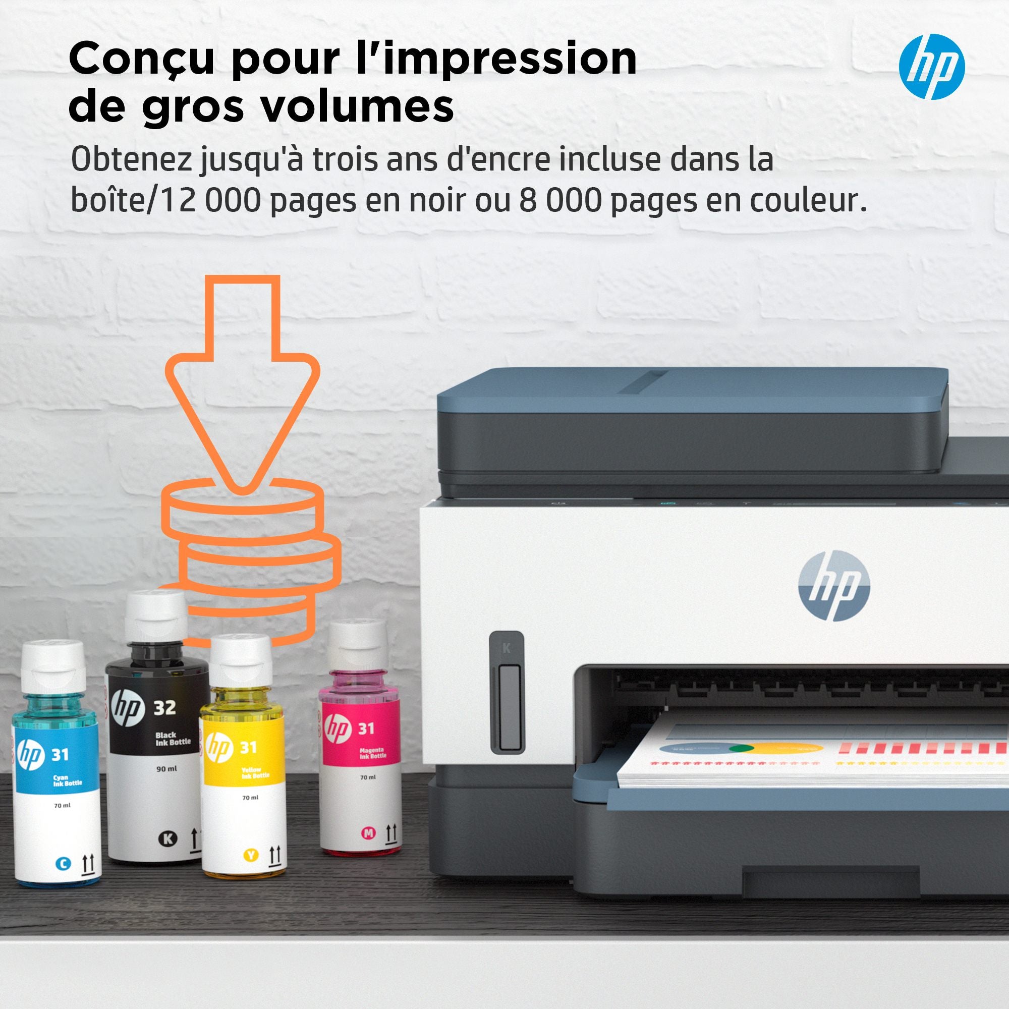 HP Smart Tank 7306 All-in-One MFP colour inkjet refillable A4 13ppm Copy 15ppm Print 250sheets USB Wi-Fi Bluetooth