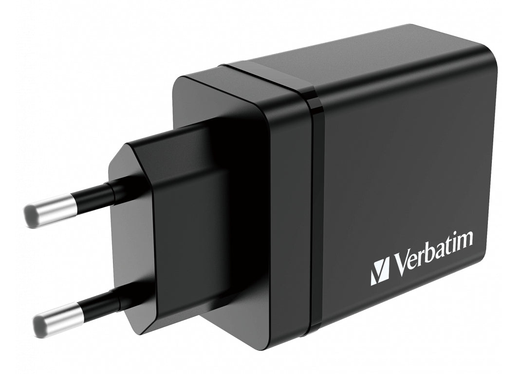 VERBATIM CHR-30EU1 USB CHARGER 30W WITH 1 X USB-C PD 20W / 1 X USB-A QC 3.0 / 2 X USB-A 10W BLACK EU WCF (P)