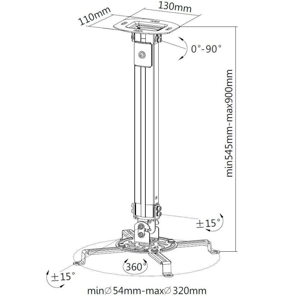 Techly ICA-PM 18M Bras de projecteur au plafond 900 lc