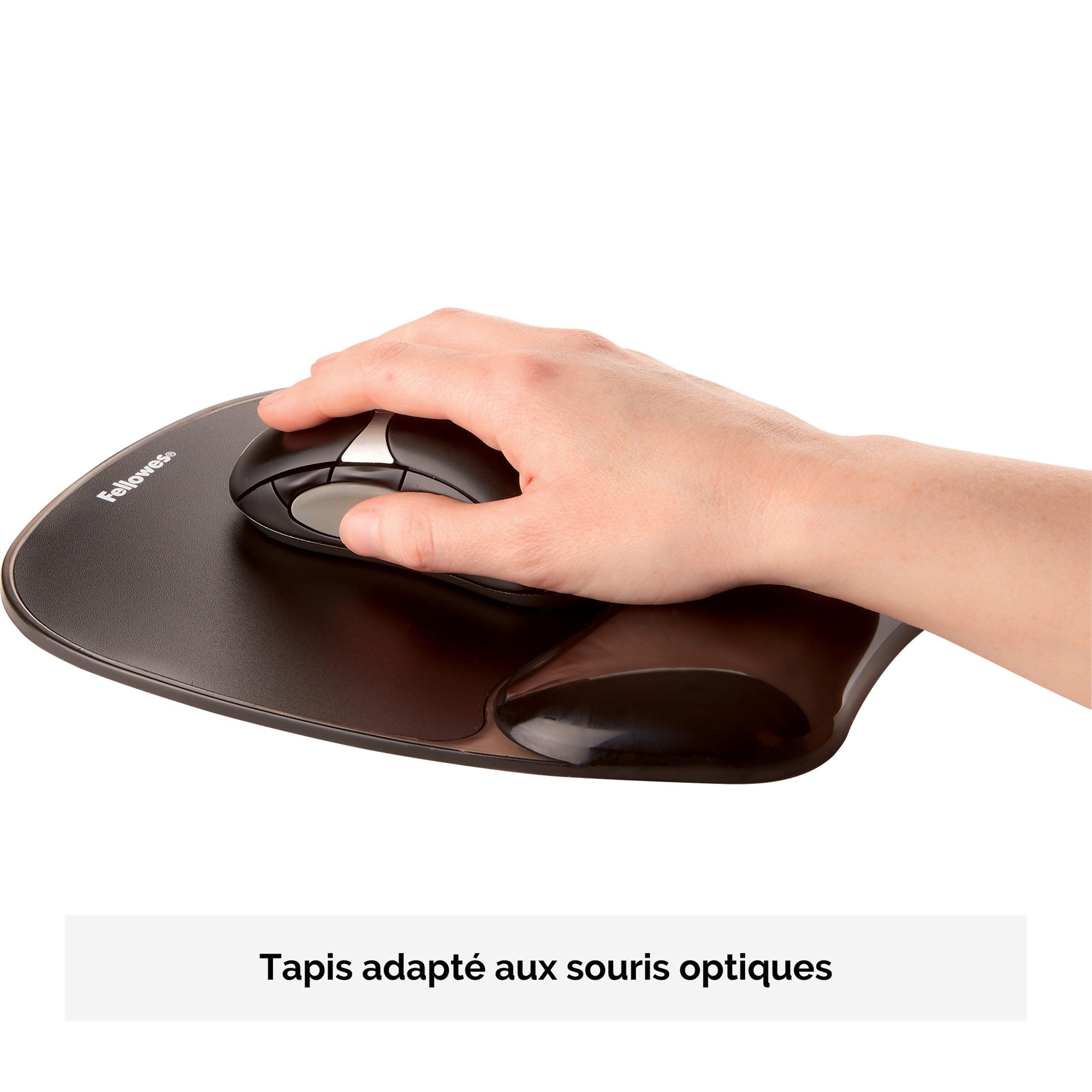 FELLOWES - Tapis de souris - Repose-poignets Gel Crystal™ Noir