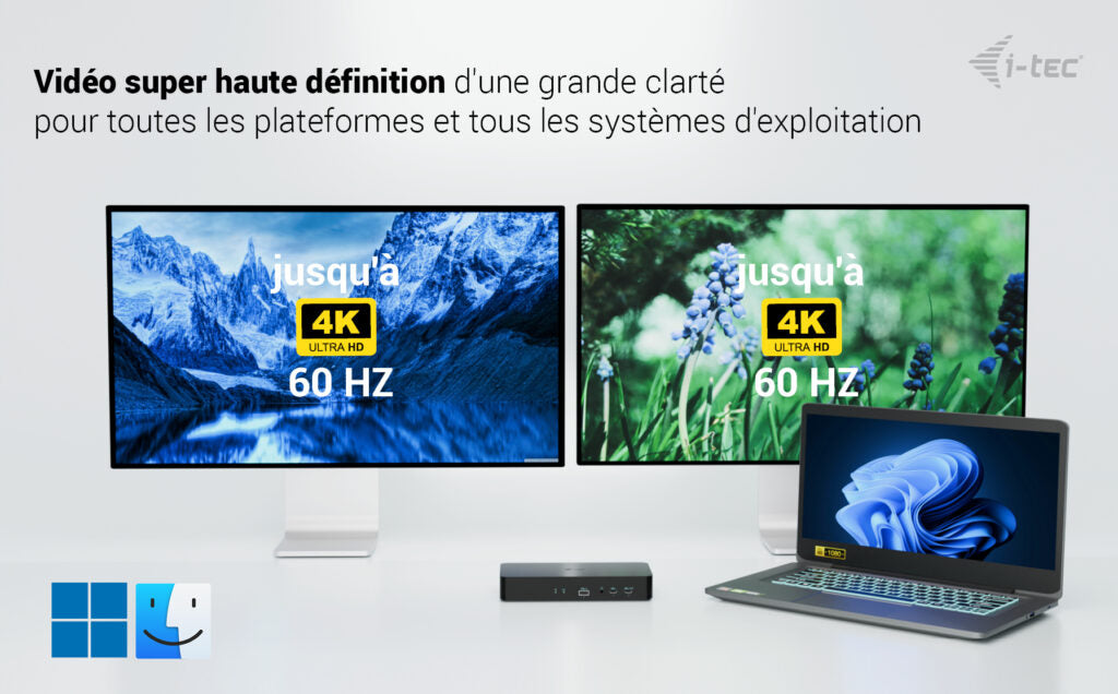I-TEC Universal Intelligent Dual Display DS 2xHDMI 2xDP 1xGLAN 2xUSB-C Gen2 3xUSB-A Gen2 2xUSB-A Gen1 1xAudio/Mic PD100W KL