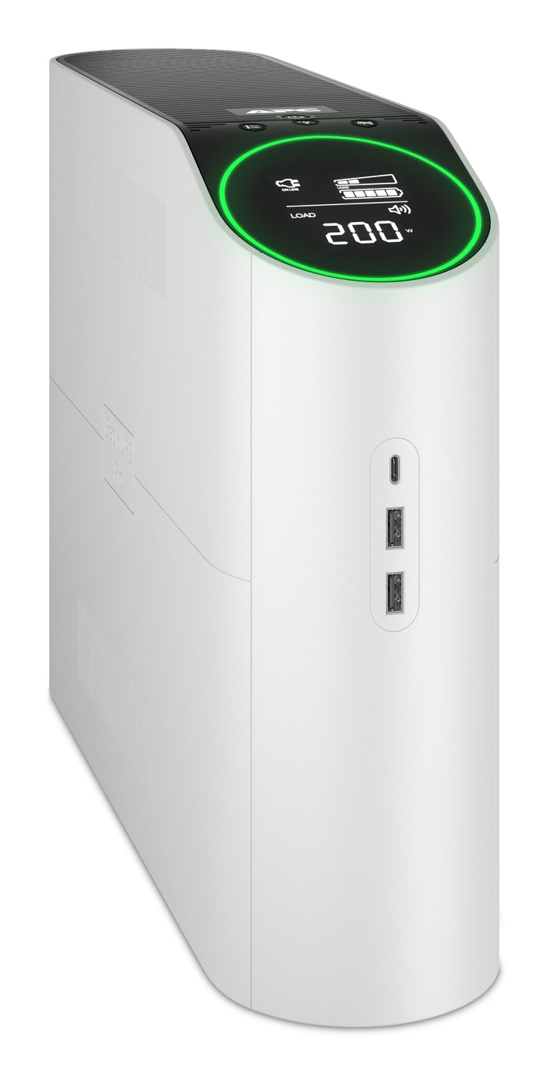 APC Back-UPS Pro 2200VA/1320W Tower 230V 4x Schuko and 2x IEC C13 outputs RGB lighting pure sine wave Arctic white