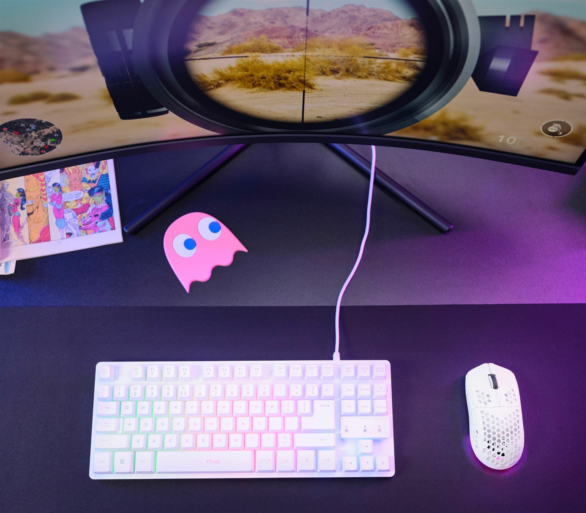 TRUST Souris gaming sans fil HELOX ultra légére - Blanche