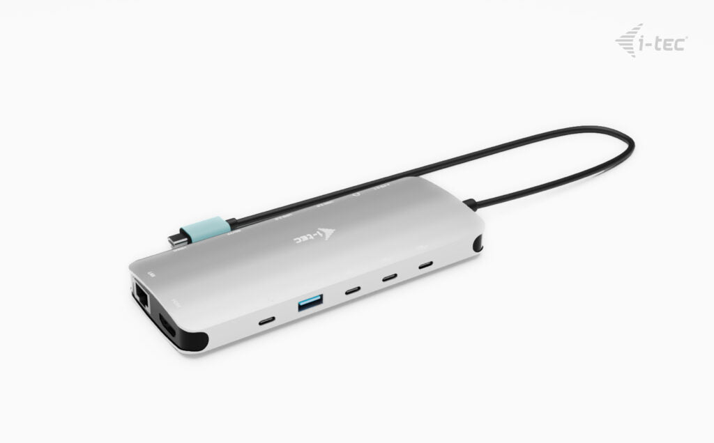I-TEC USB-C Metal NanoDock 2xHDMI 1xUSB-C Video 1xGLAN 1xAudio/Mic 1xSD/microSD 1xUSB 3.2 3xUSB-C 3.2 Gen2 2xUSB 2.0 PD140W+charger
