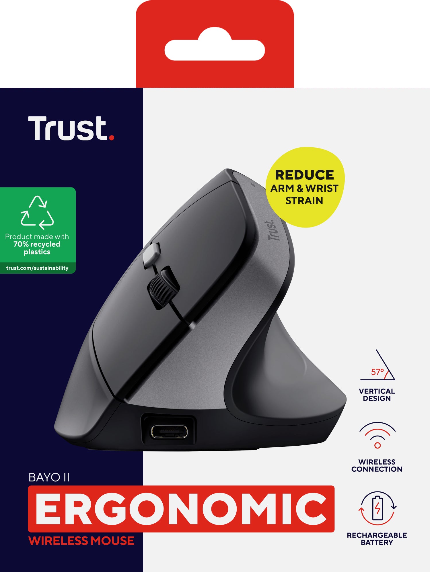 TRUST Souris egonomique BAYO II sans fil - Noire