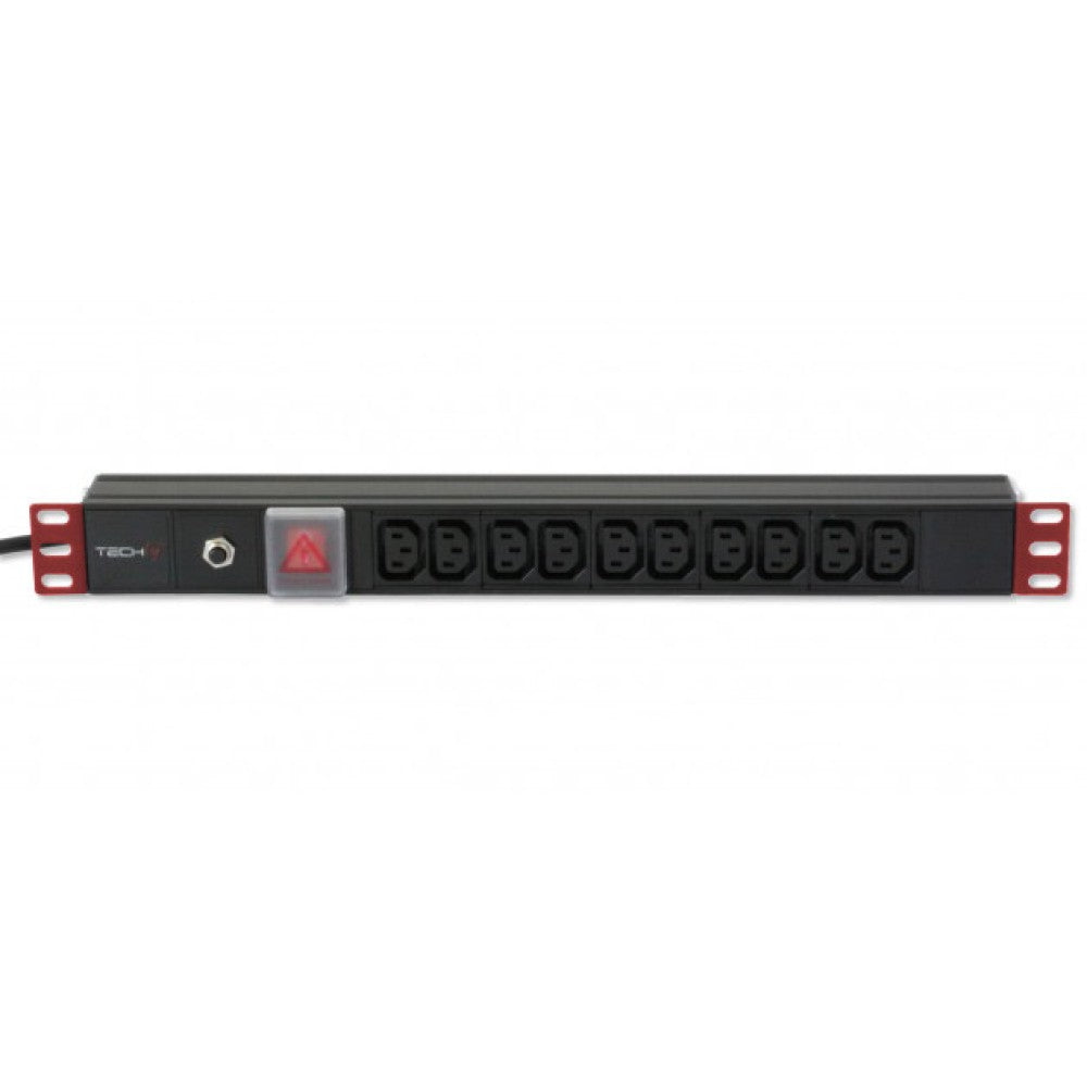 Techly I-CASE STRIP-10C Multiprise 19" 1U, 10x Prise C13, Fiche C14 pour UPS