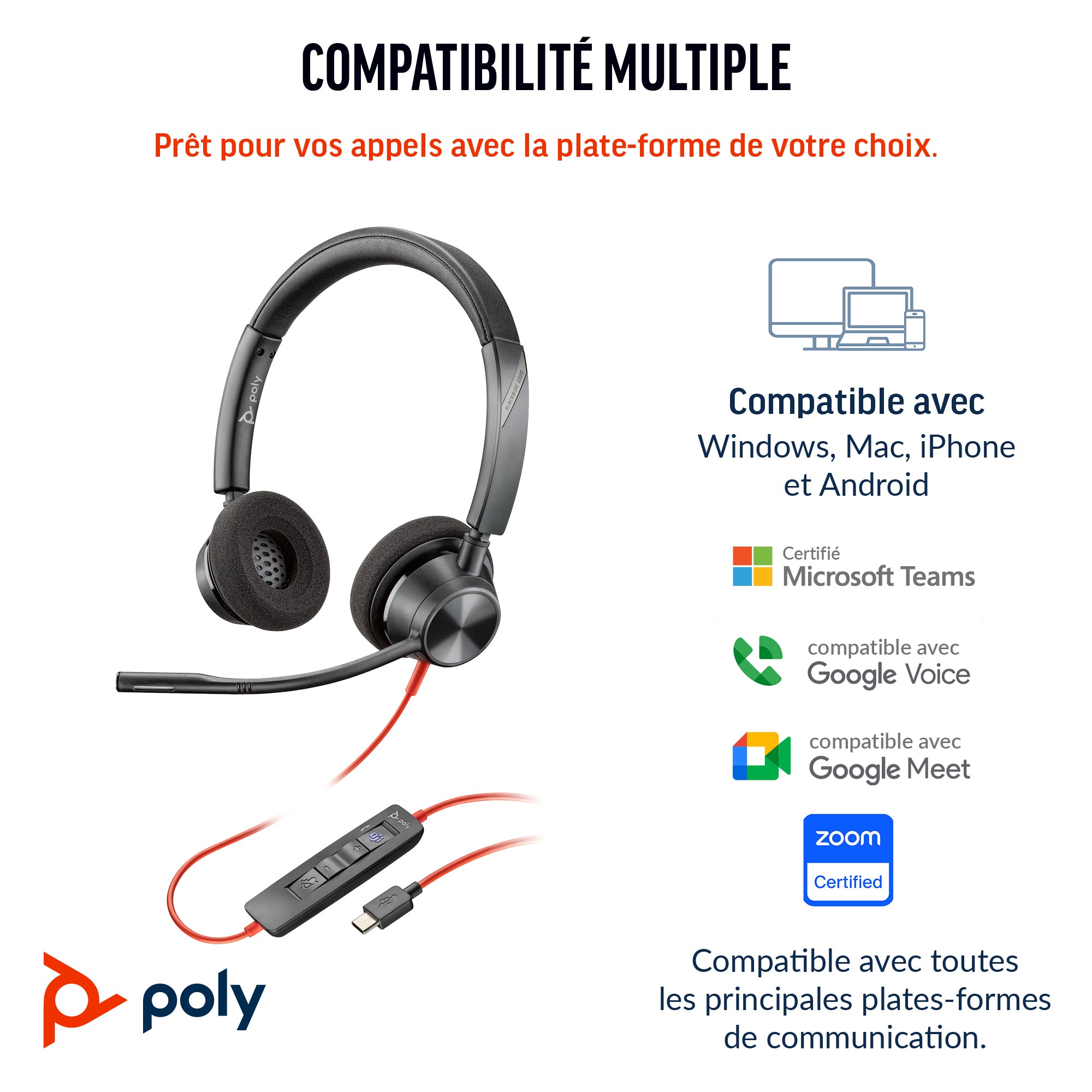 Poly BW 3320 Stereo USB-C HS+USB-C/A