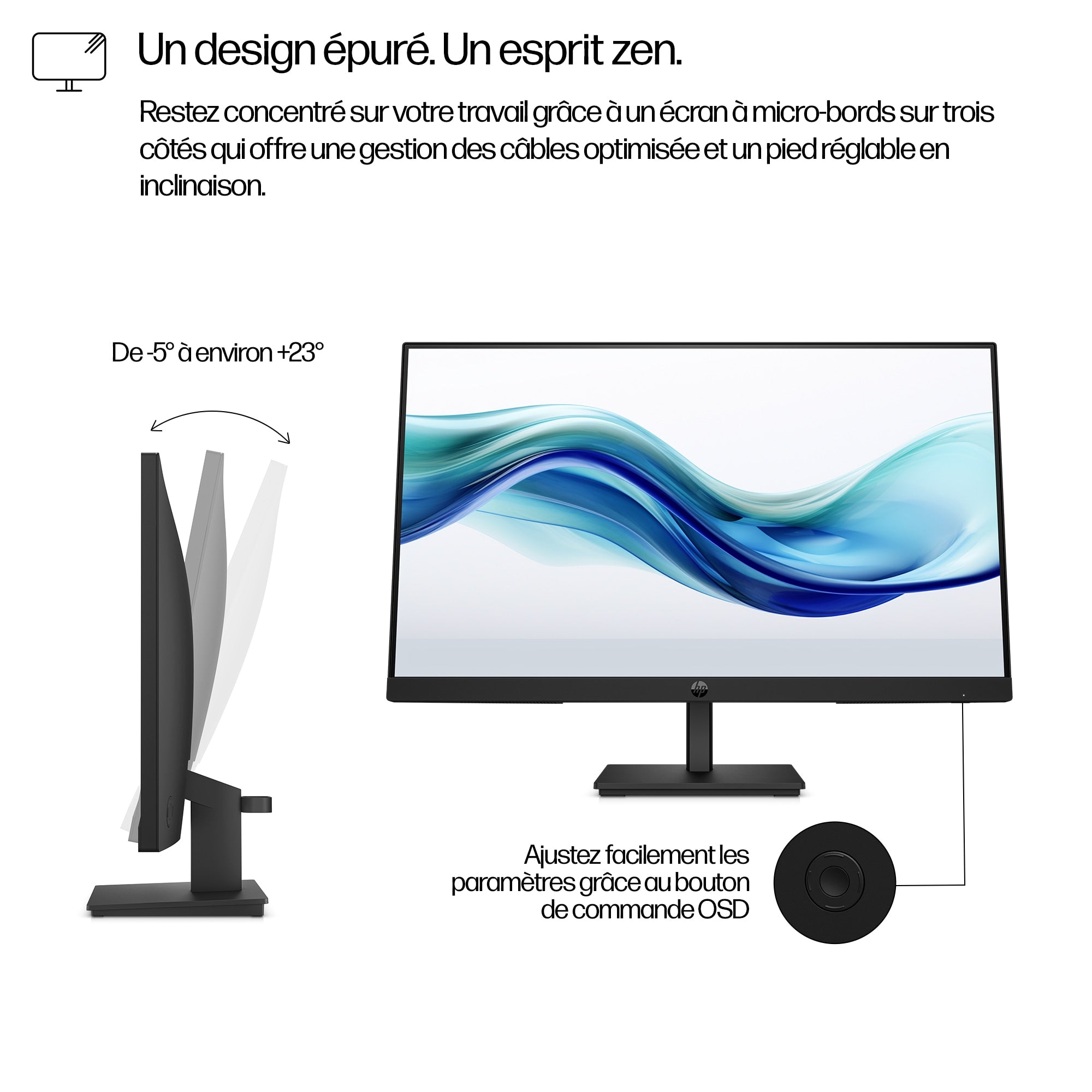 HP Écran Series 3 Pro 324pf 23.8p Moniteur 24 FHD 1920x1080 HDMI VGA DisplayPort 3/3/0