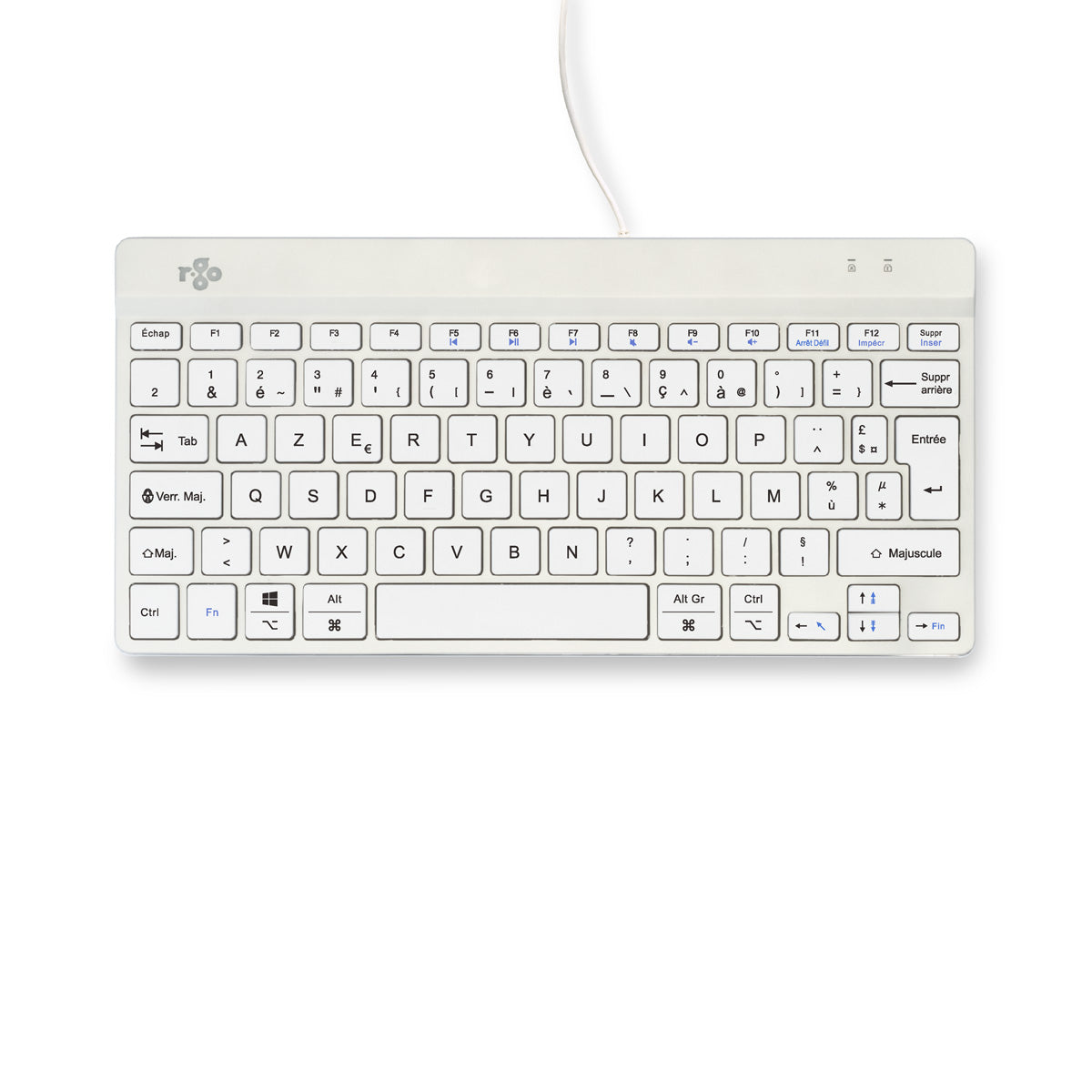 R-GO TOOLS Clavier ergo Compact Break, filaire blanc/argent