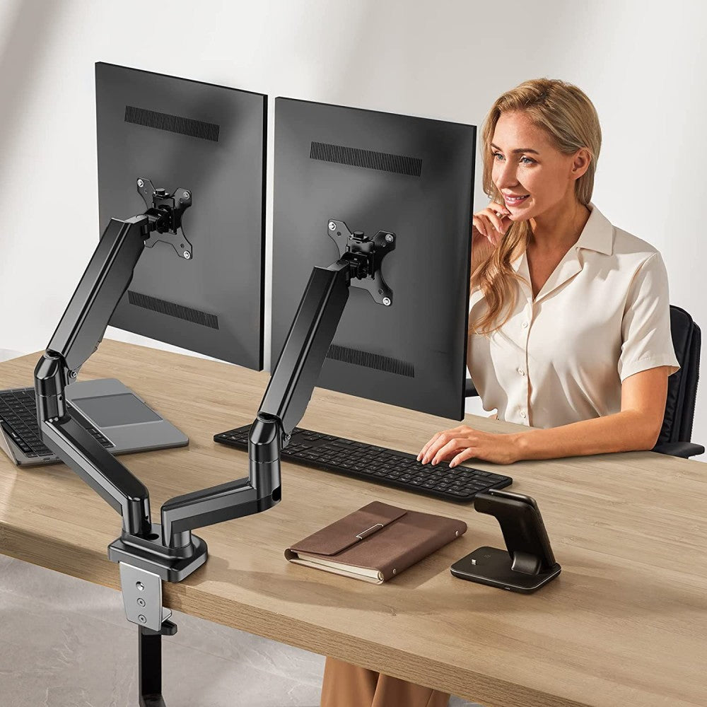 "Techly ICA-LCD 462B Support de double moniteur 17-32"" LCD 9kg rotatif a gaz"