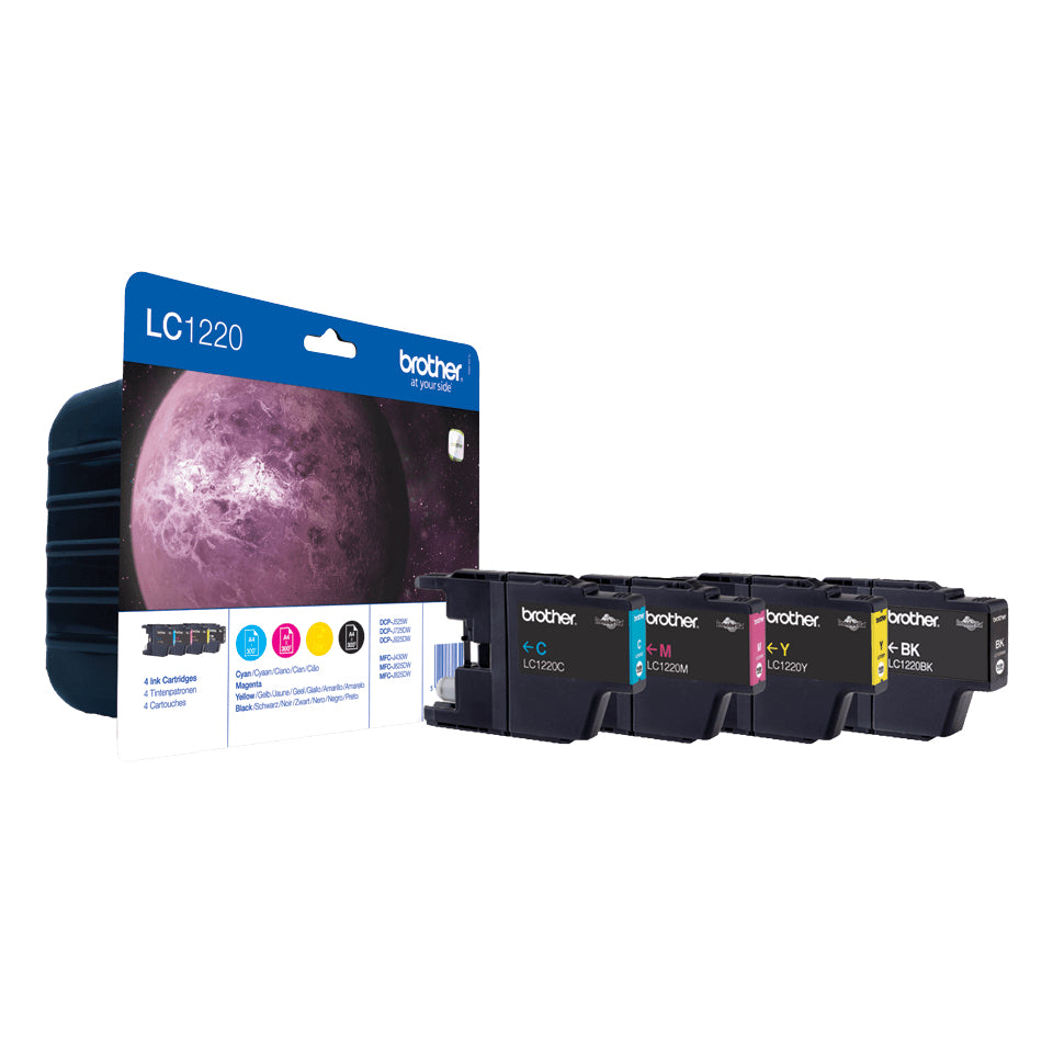 BROTHER LC-1220 cartouche d encre noir et tricolore capacité standard 4 x 300 pages 1-pack blister sans alarme