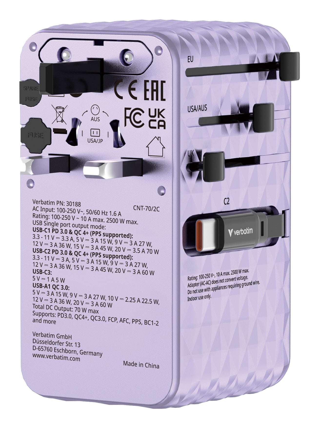Charge 'n' Travel 70W 2C retractable U