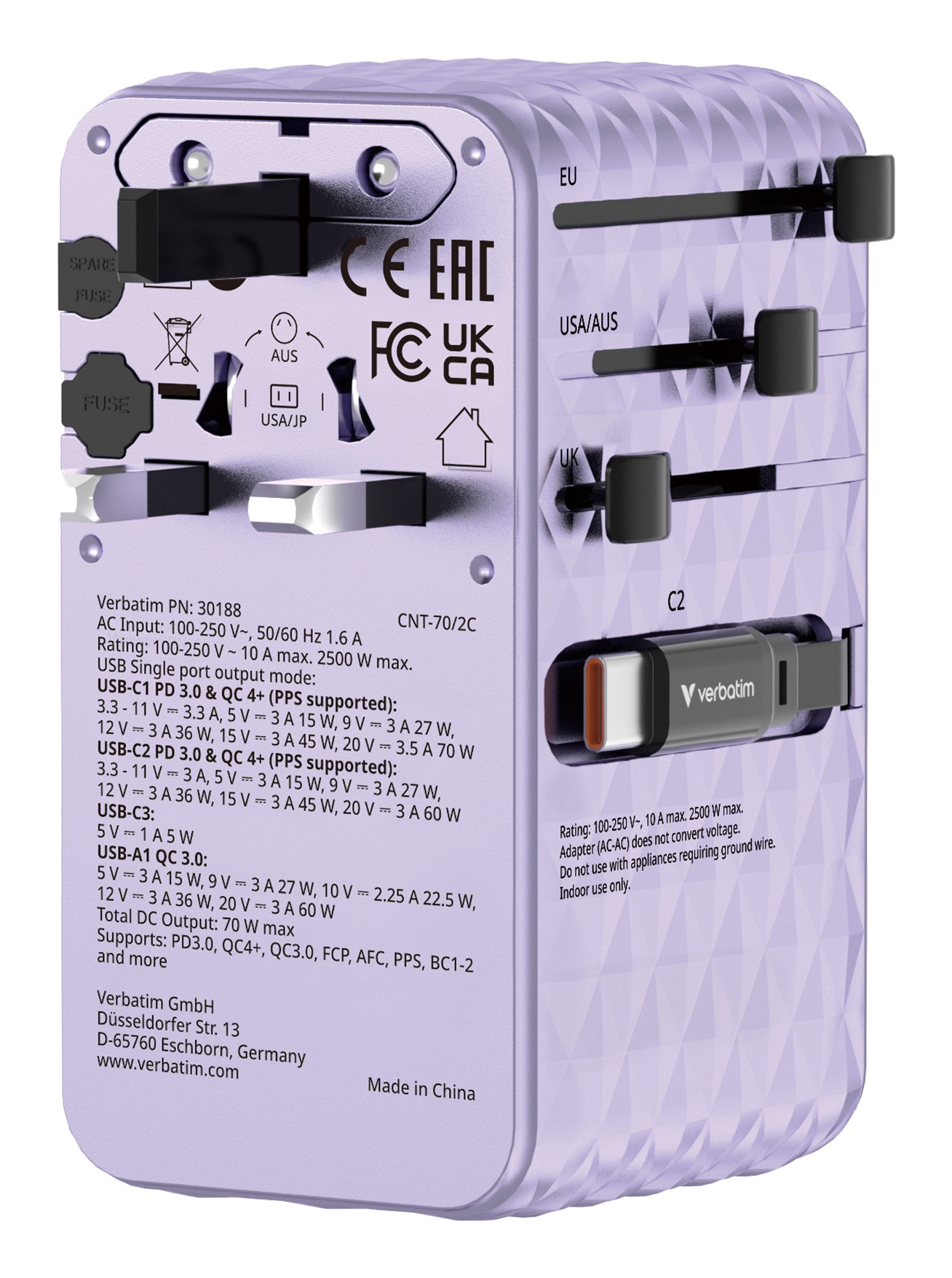 Charge 'n' Travel 70W 2C retractable U