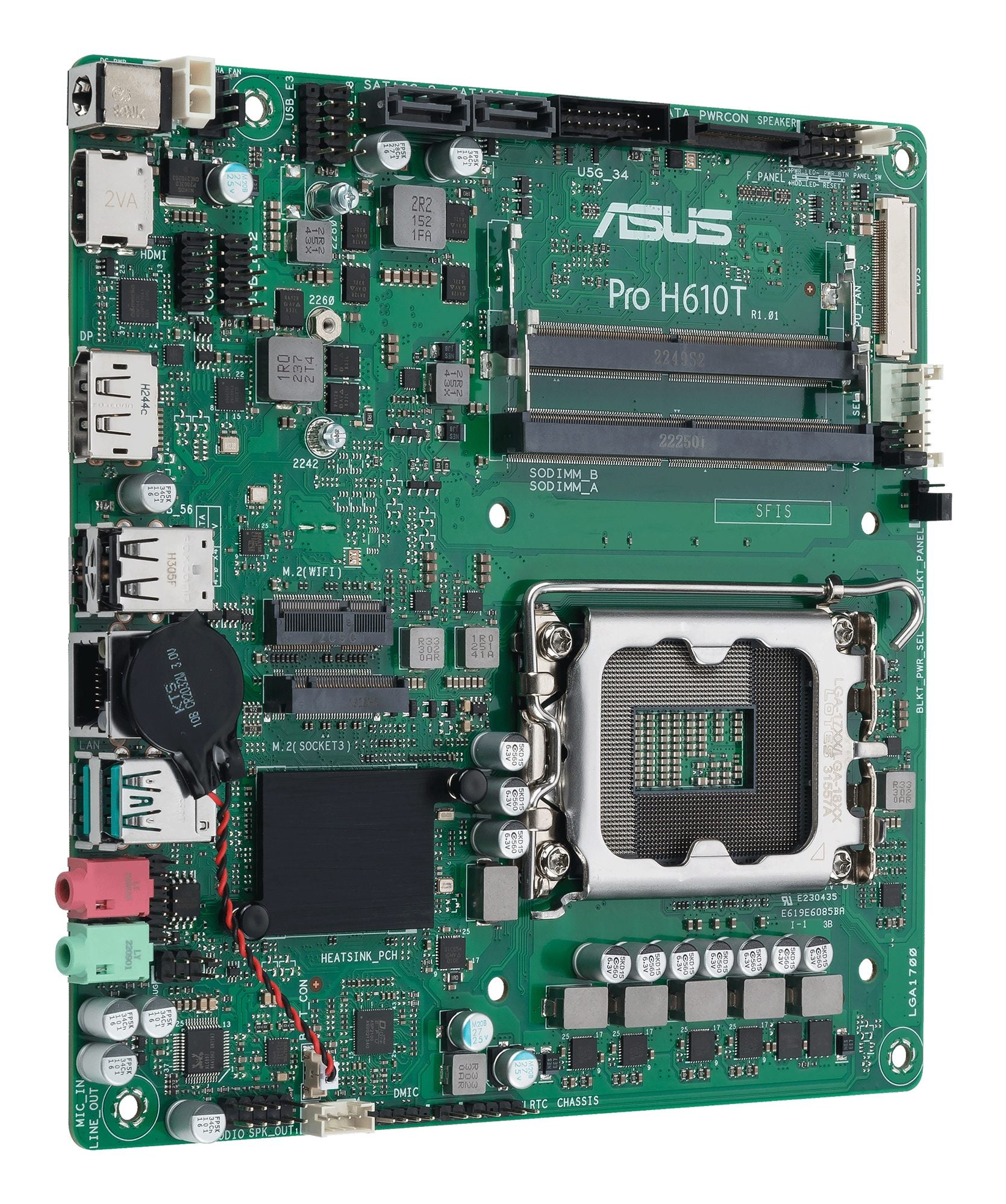 ASUS PRO H610T-CSM LGA1700 2DDR4 Thin Mini ITX 2xSATA MB 1xHDMI 1xDP 1xLVDS 3xM.2