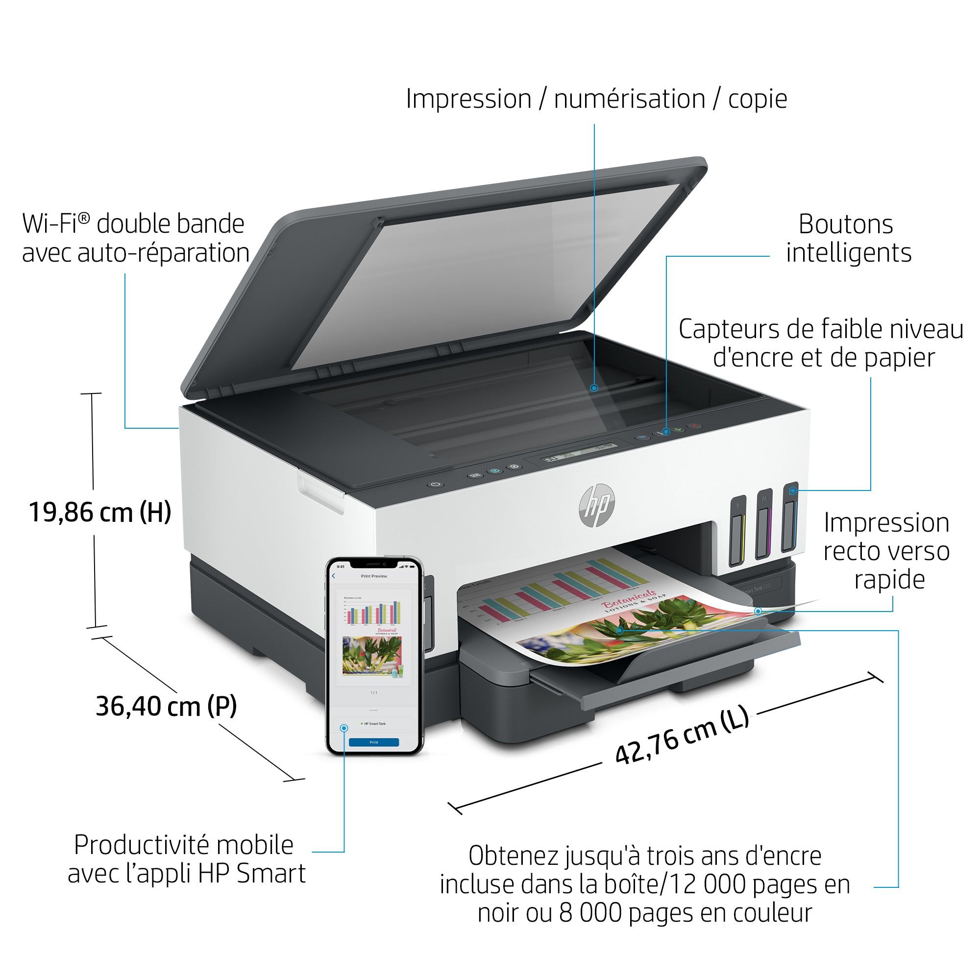 HP Smart Tank 7005 All-in-One MFP colour inkjet refillable A4 15ppm Print 250sheets USB Bluetooth imprimante Wi-Fi multifonction