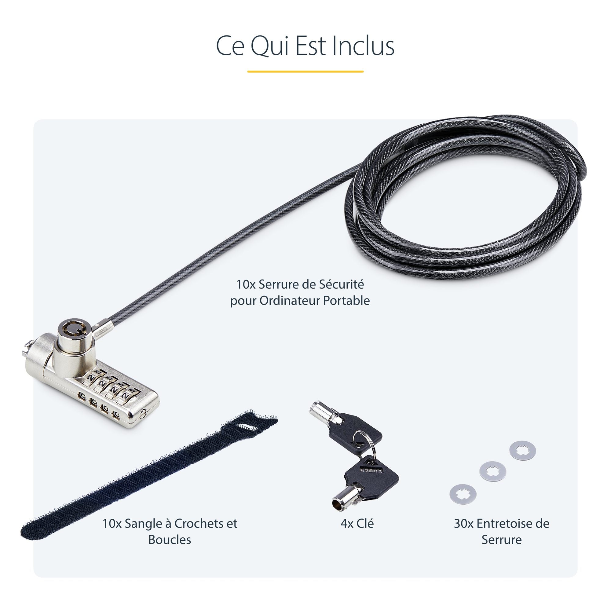 10-Pk Keyed and Combo K-Slot Laptop Lock
