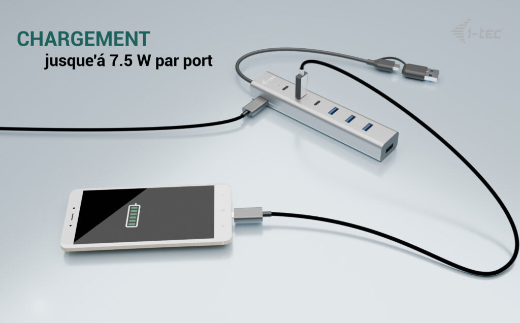I-TEC USB-C/USB-A Charging Metal HUB 7 Port 3x USB-C 3.2 Gen. 1 4x USB-A 3.2 Gen. 1
