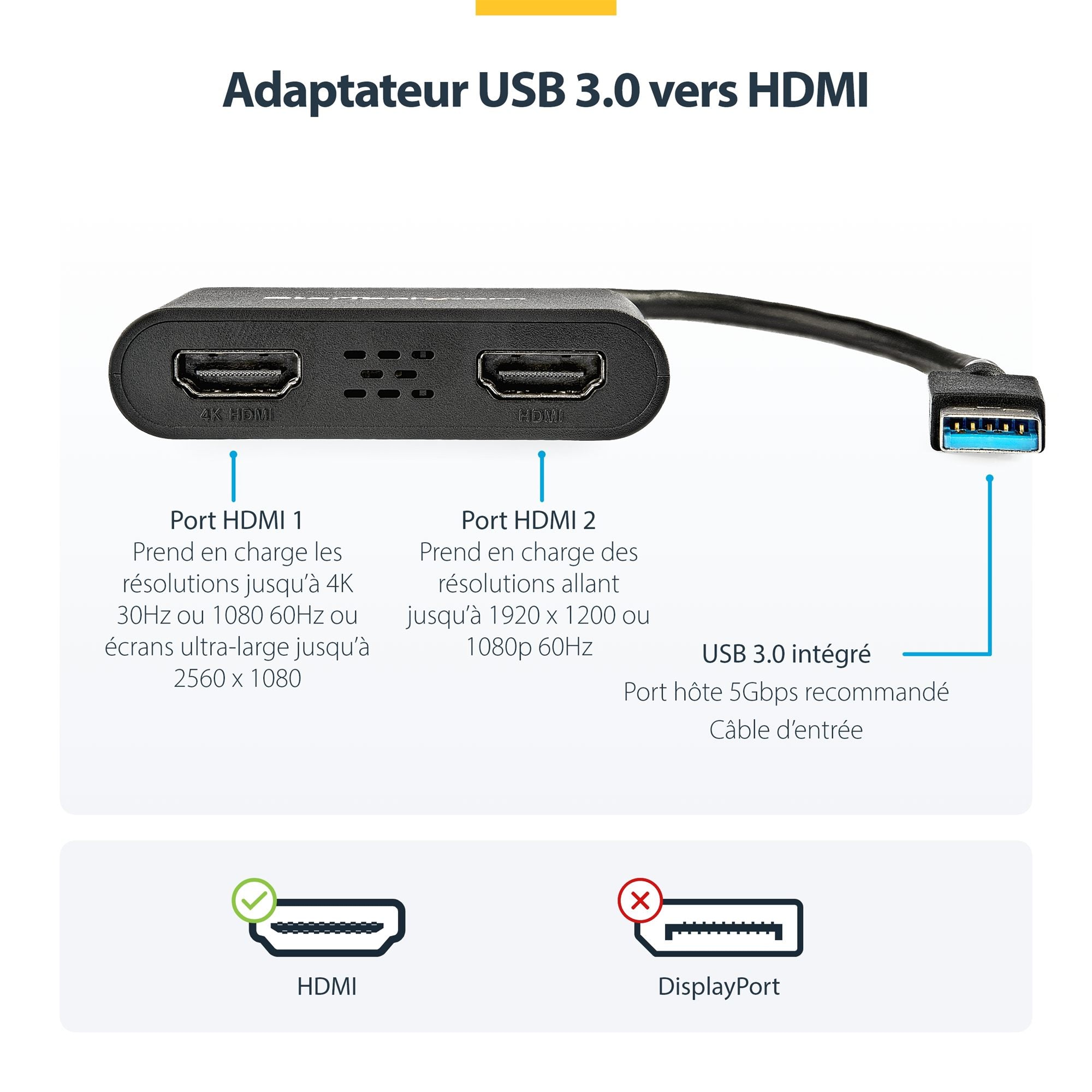 USB to Dual HDMI Adapter - 4K