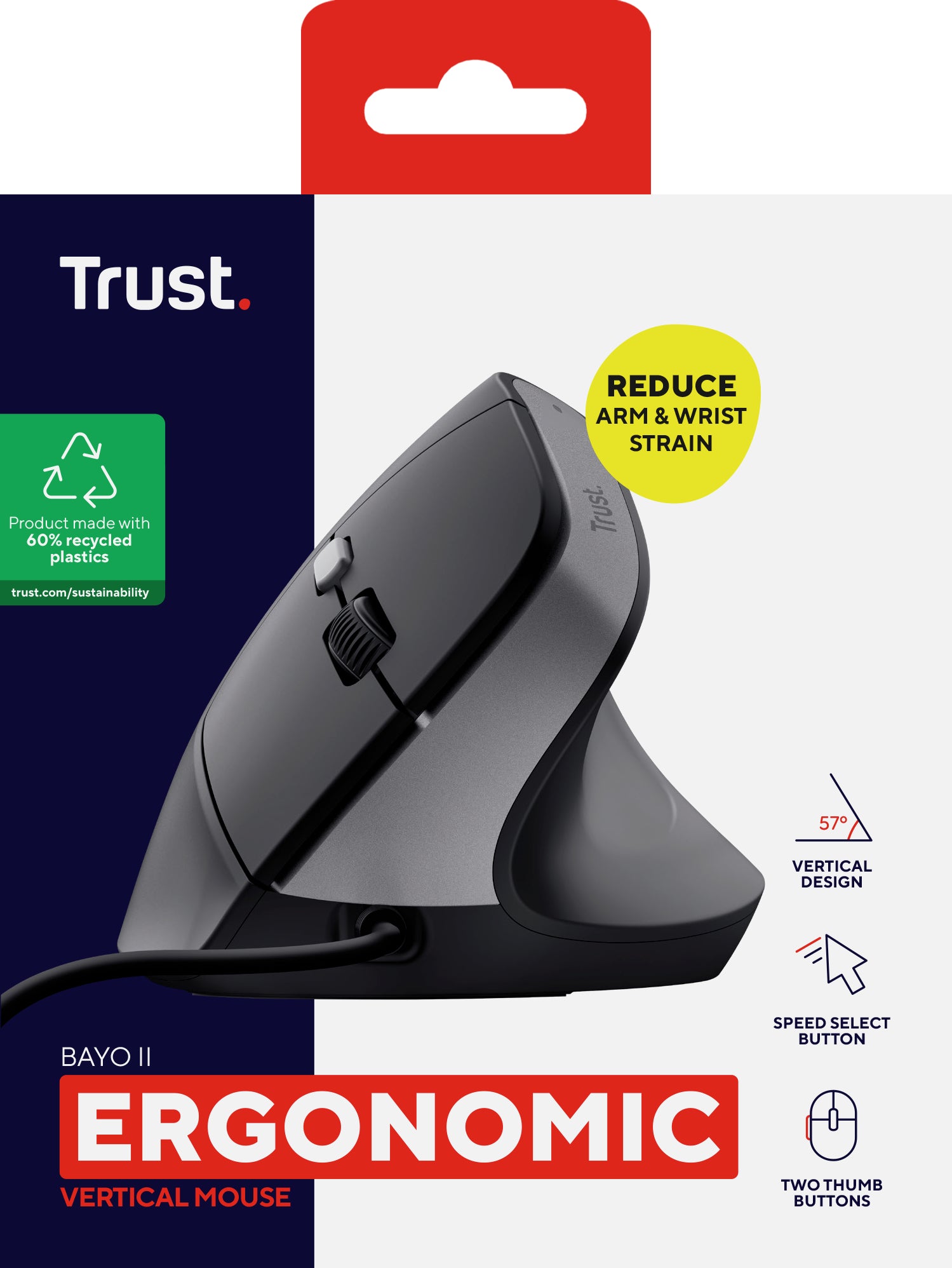 TRUST Souris egonomique BAYO II filaire - Noire