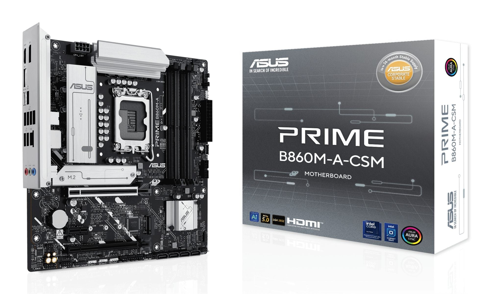 ASUS PRIME B860M-A-CSM LGA1851 DDR5 micro ATX MB 1xHDMI 2xDP 2xM.2 4xSATA