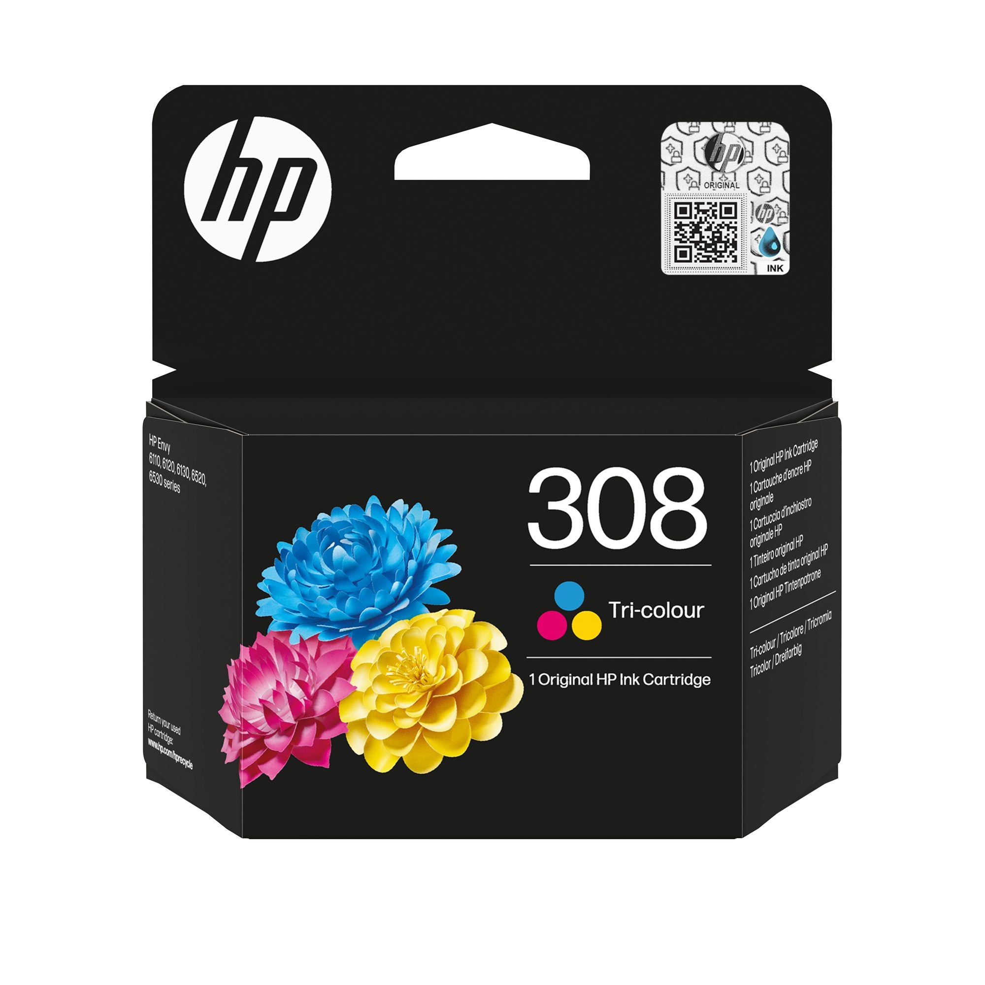 HP 308 Tri-color Original Ink Cartridge cartouche d'encre 1 piece(s) Rendement standard Cyan, Magenta, Jaune