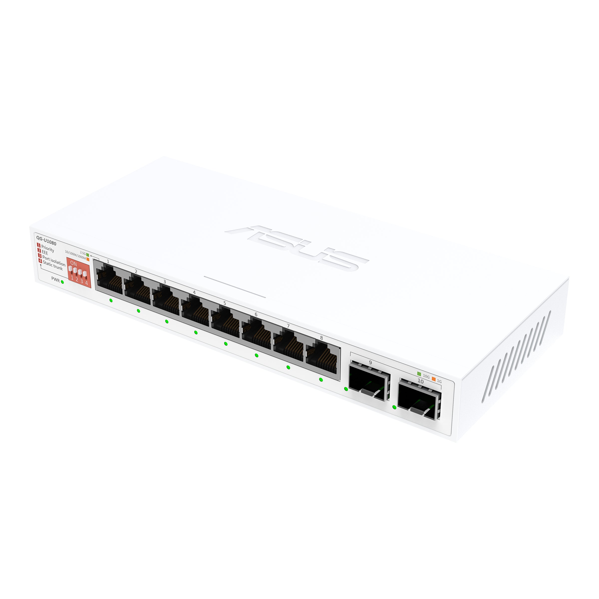 ASUS QG-U1080 Commutateur non administrable 5 ports 2.5G et 2 ports 10G SFP+ prenant en charge 4 modes intelligents