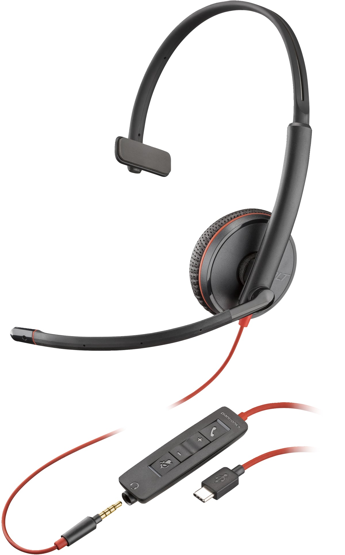 HP Poly Blackwire C3215 Monaural Headset +Carry Case (Bulk) Avec fil Arceau Bureau/Centre d'appels USB Type-C Noir