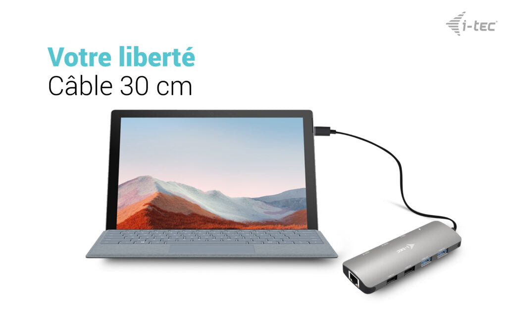I-TEC USB-C Metal Nano Dock 2x HDMI 1x GLAN 2x USB 3.2 2x USB 2.0 1x USB-C 3.2 Gen.1 Data 1x USB-C 100W PD + Charger 100W