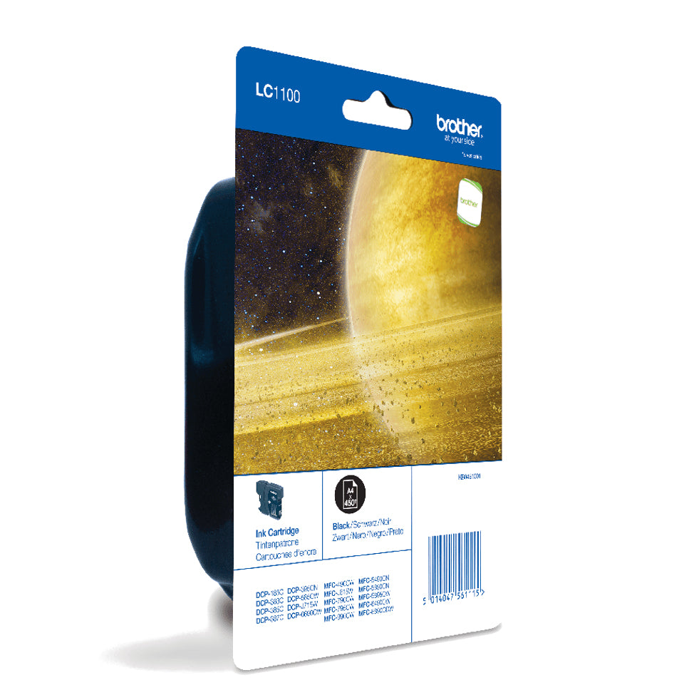BROTHER LC-1100 cartouche d encre noir capacité standard 9.5ml 450 pages 1-pack blister sans alarme