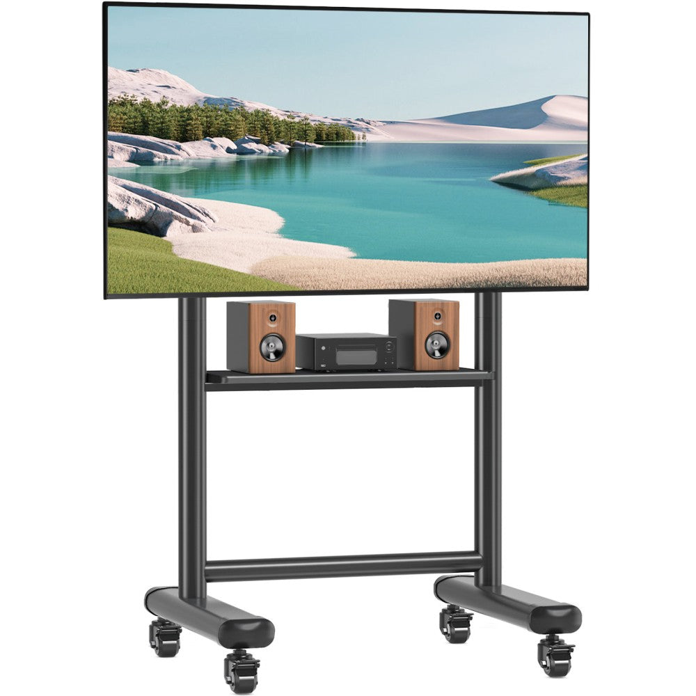 Techly ICA-TR533BK Support TV mobile 60-86” jusqu'a 68kg étagere AV réglable