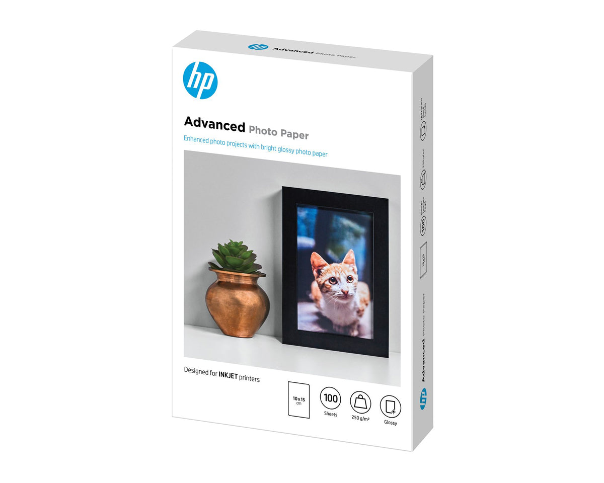 HP original Q8692A Advanced glossy photo paper Ink cartridge 250g/m2 100x150mm 100 sheets 1-pack borderless