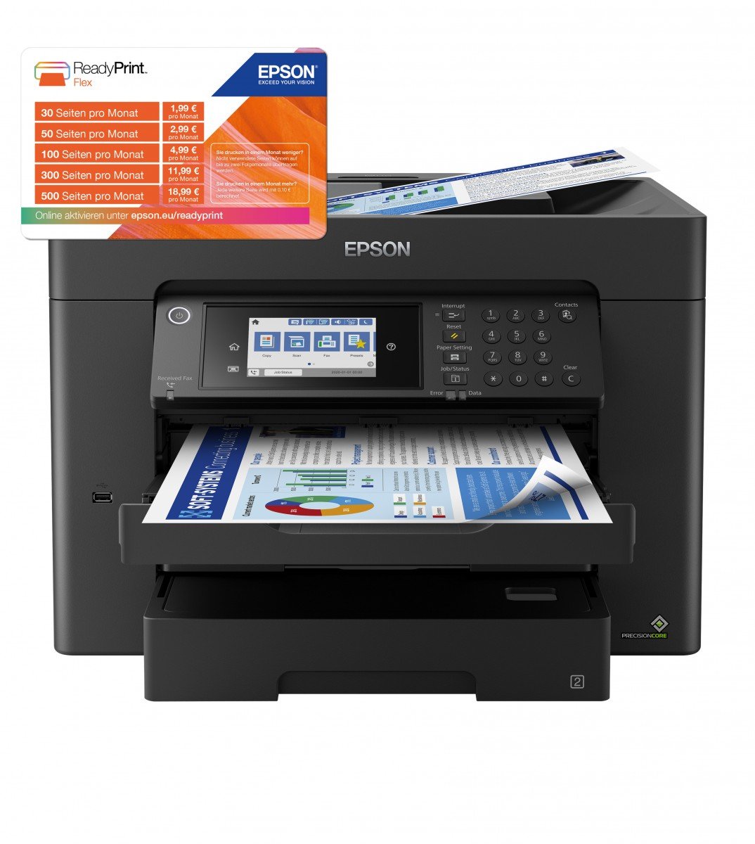 EPSON WorkForce WF-7840DTWF MFP colour ink-jet A3 297x420mm A3 25ppm print 550 sheets USB 2.0 LAN Wi-Fi USB host