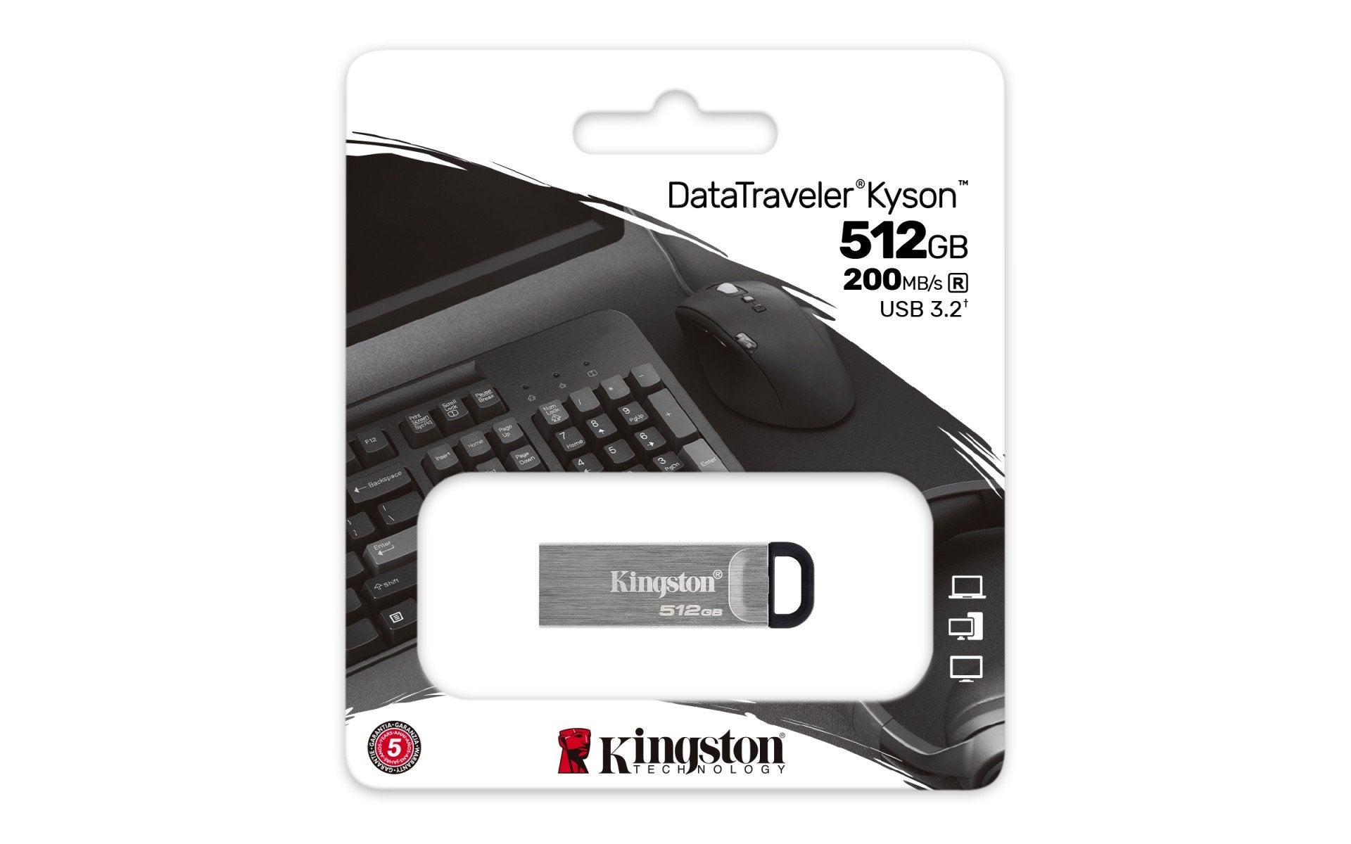 KINGSTON 512Go DataTraveler Kyson 200Mo/s Metal USB 3.2 Gen 1